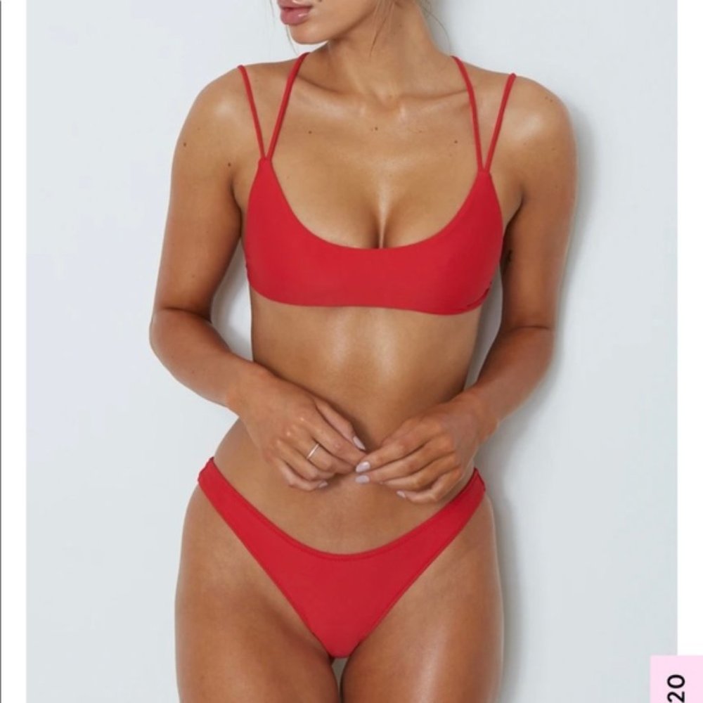 White Fox XS Strappy Red Bathing Suit *Top*